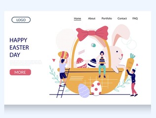 Happy Easter Day vector website landing page design template
