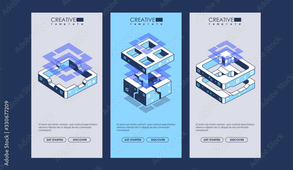 Poster data visualization. abstract geometric elements for web and print. modern isometric illustration.