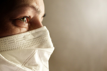 Women with safety mask from coronavirus. Covid 19 alpha, beta, gamma, delta, lambda, mu, omicron variants outbreak around the world - obrazy, fototapety, plakaty