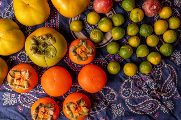 Fruits, vegetables and other ingredients on the table