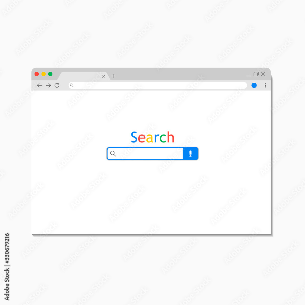 Poster Simple search internet browser window isolated on white background. Browser with search bar field and search button. Blank template for web site. Search Bar for UI. Search engine. Url address. Vector