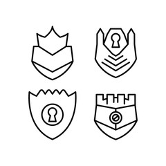 shield, badge and insignia icons set line design