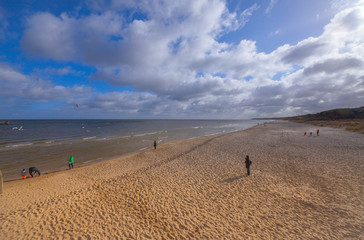 Obraz premium Baltic Sea, Usedom Island, winter, morning. Pictures of carefree life, practically just a few hours before the corona virus crisis changes everyone: the island is now closed. Fear instead of joy.