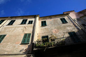 Cervo (IM), Italy - December 30, 2017: A tipycal house in Cervo village, Italian Riviera, Imperia,...