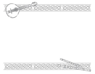 ケルト風文様と楽器を使ったフレーム素材