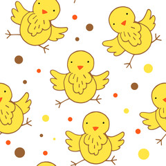 Seamless pattern with yellow chicks, easter holiday