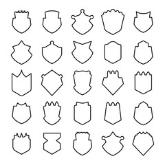 shield, badge and insignia icons set line design