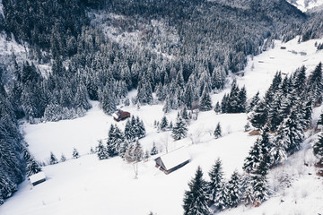 Traditional winter landscape in Transylvania Romania