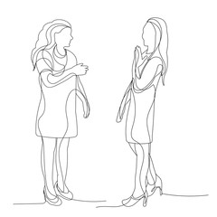 vector, isolated, one line drawing of woman friend