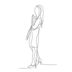  isolated, one-line drawing woman surprised