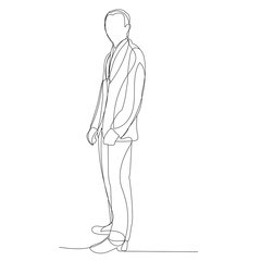  one-line drawing of a man in a jacket