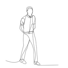 vector, isolated, one line drawing of a man walking, sketch