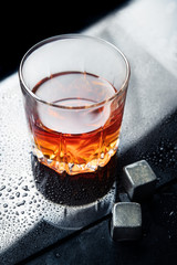 whiskey on a cold and wet surface