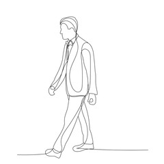 vector, isolated, one line drawing of a man walking