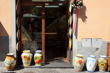 Orvieto (TR), Italy - May 10, 2016: A pottery shop in centre of Orvieto, Terni, Umbria, Italy