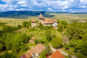 Fototapeta na wymiar Romania Viscri village fortified church in the middle of Transylvania