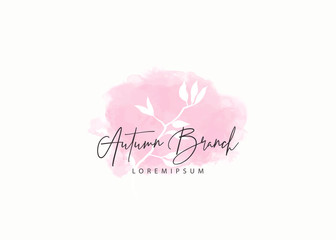 Pink decoration vector design template for logo background. feminine pink background twigs decoration