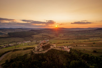 Sunset at Rupea castle, Brasov, Romania