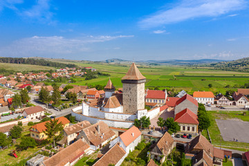 Romania Homorod Village and fortified church UNESCO heritage site in Transylvania, near Brasov,...