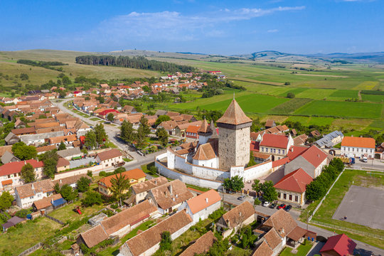 UNESCO world heritage fortified saxon church in Homorod Village, Transylvania