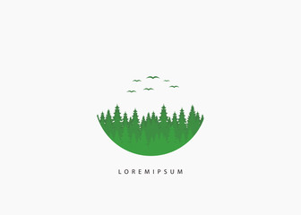 Wanderlust logo template vector forest illustration