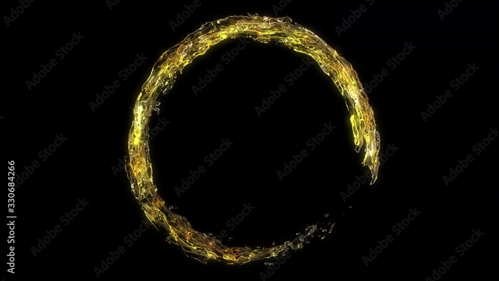 Poster 4k slow motion liquid oil movement to circle shape. 3d animation include alpha element.
