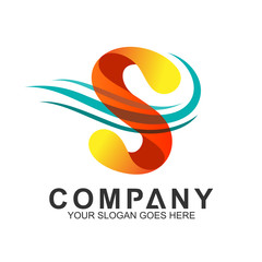 letter S logo with fast motion shape