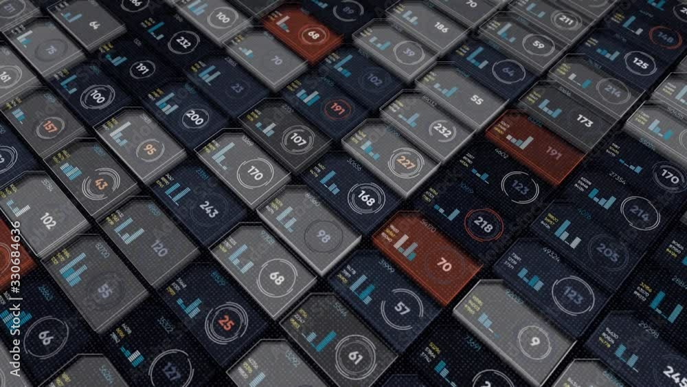 Aufkleber abstract stock market board on black background. animation. moving rows of different cells with chan