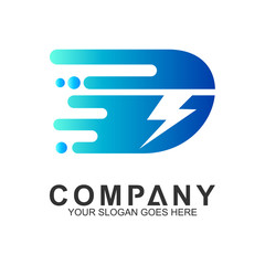 Obraz premium fast letter D logo with thunder shape