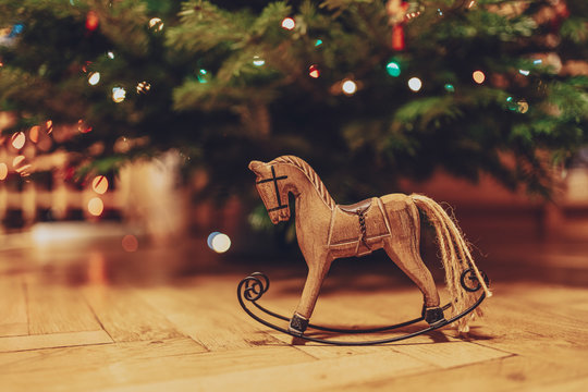 Xmas horse decoration under the Christmas Tree