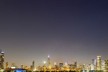 Fototapeta na wymiar Beautiful view of Chicago skyline at night, Illinois, USA