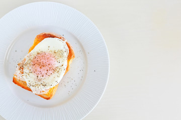 Simple egg cheese toast , There is copy space.
