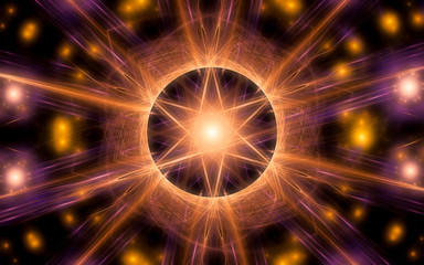 Obraz premium abstract illustration of a fantastic star with many rays on a black background