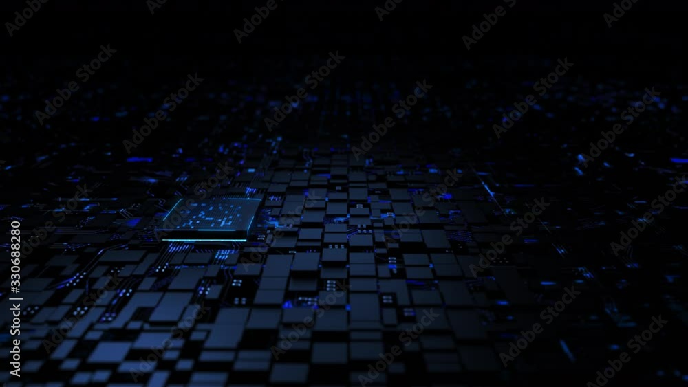 Aufkleber 3d rendering cpu chipset installing on the mainboard, with glitter and lighting effect against the p