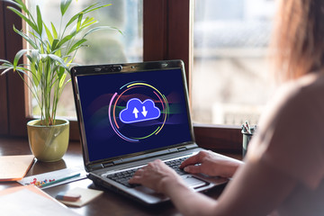 Cloud computing concept on a laptop screen