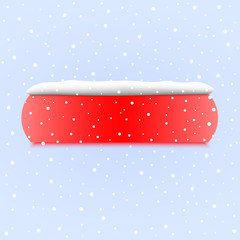 Red Christmas blank banner with snow. Vector illustration.