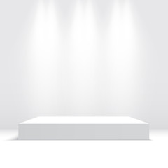 White podium. Pedestal. Platform. Vector illustration.