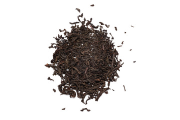 tea leafs on a white background