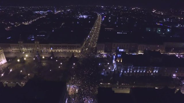 Thousands Of People Protesting Against Corruption. Romania, Cluj, February 2017