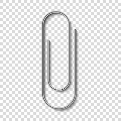 Paper clip on transparent background. Vector illustration.