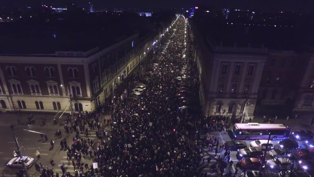 Thousands Of People Protesting Against Corruption. Romania, Cluj, February 2017