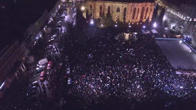Thousands Of People Protesting Against Corruption. Romania, Cluj, February 2017