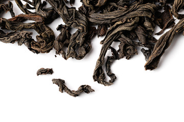 tea leafs on a white background