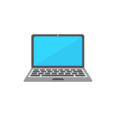 Laptop flat icon. Computer symbol. Vector illustration. Top view Laptop Flat design vector icon.