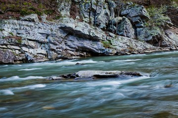 Rushing waters at the South Branch of the Potomac River in Smoke Hole Canyon, West Virginia