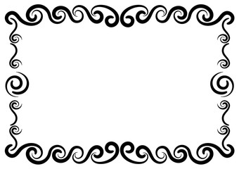 black frame with patterns of curls of oval and round shape for design