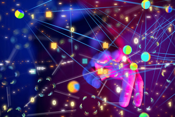 code data concept in hand digital 3d