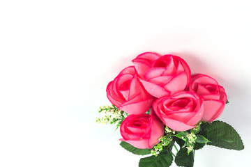 Artificial rose isolated on white background.Valentine's day flowers.Plastic rose 