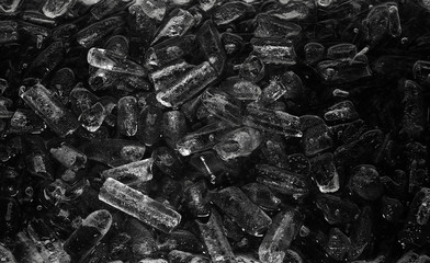 Close up of ice tubes on black background.Abstract Background.
