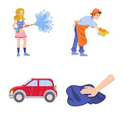 Vector design of clean and carwash logo. Set of clean and care stock vector illustration.